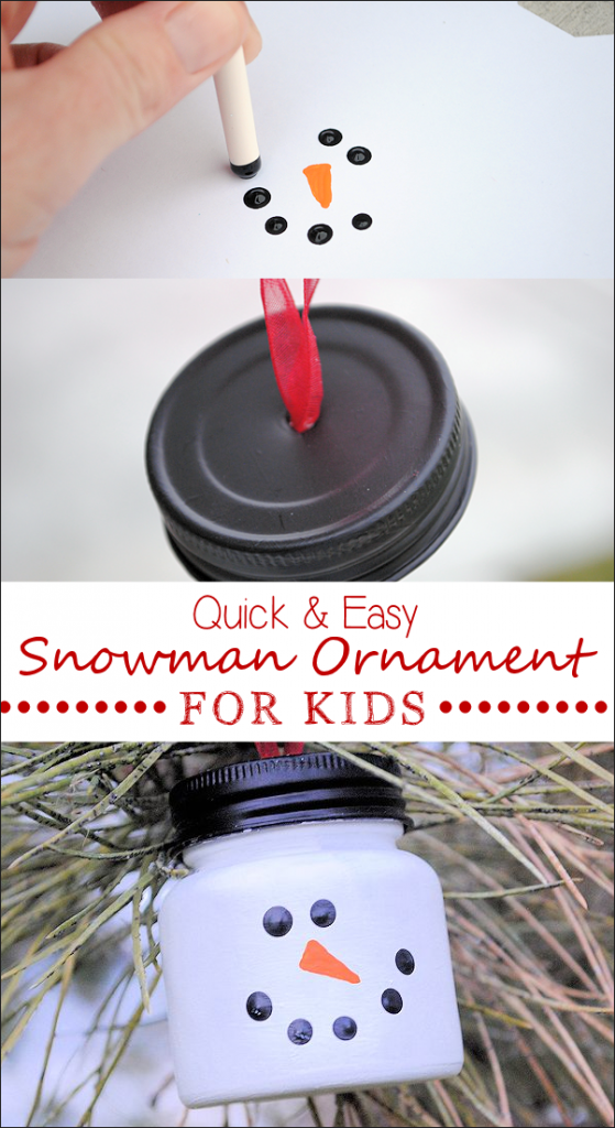 Easy Kids Ornament-A snowman from a baby food jar!