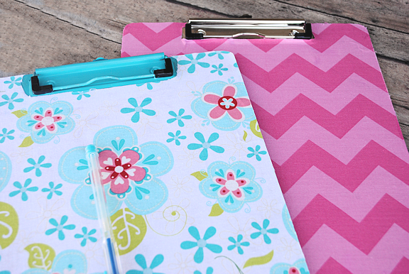 How to cover a clipboard with fabric and decopauge {it's easy!} by Crazy Little Projects