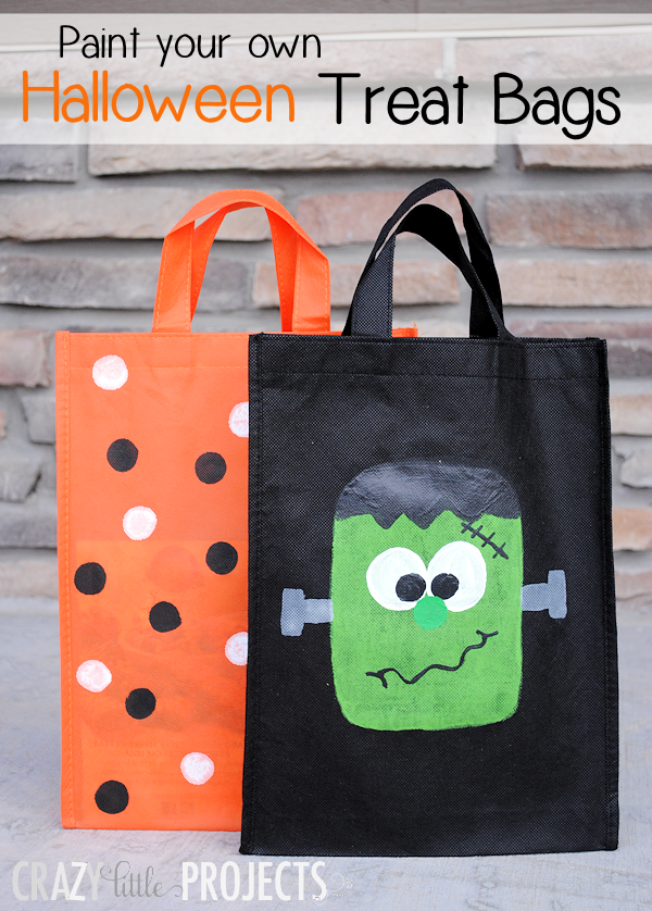 Kid's Craft: Paint Your Own Trick or Treat Bags by Crazy Little Projects