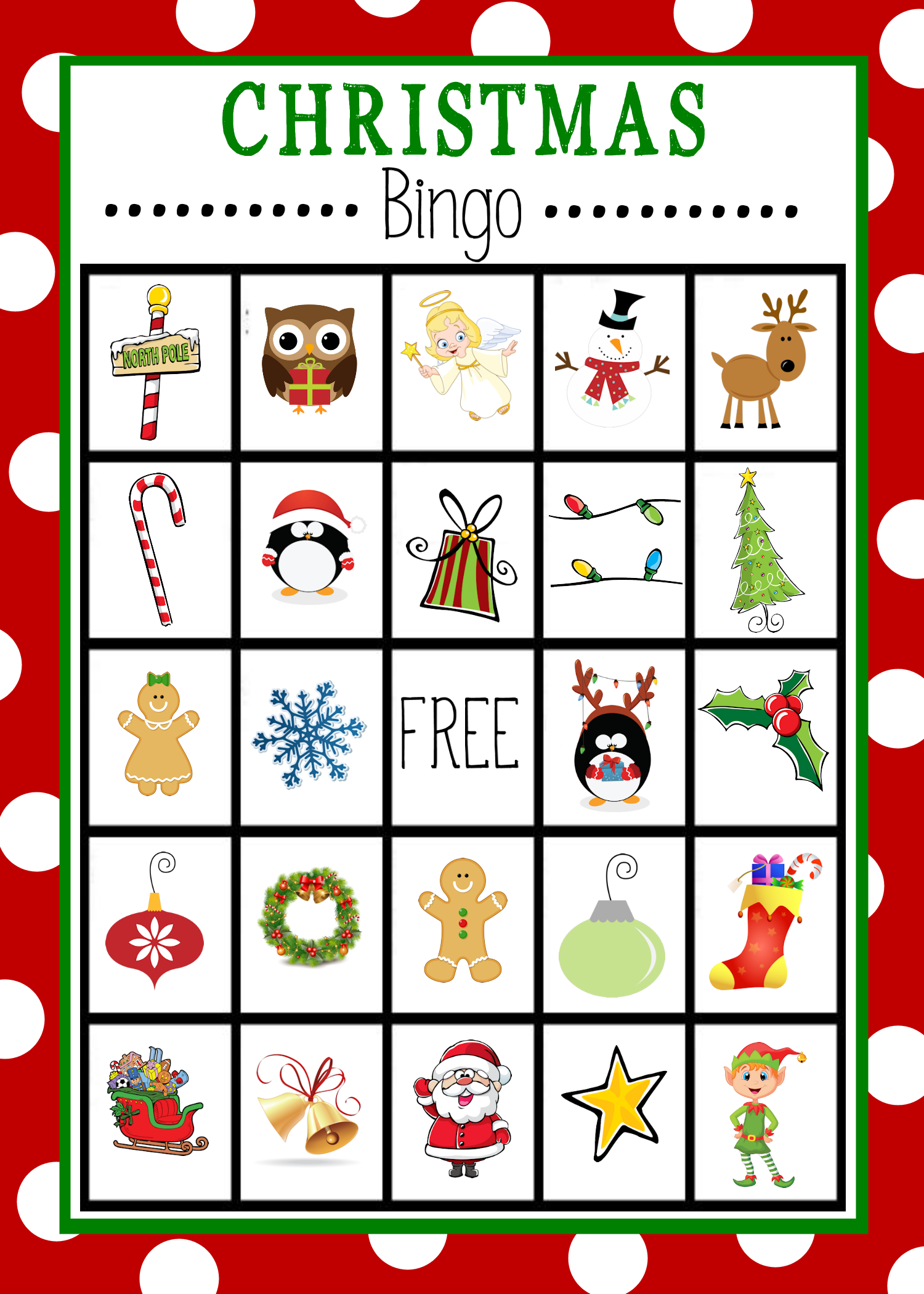 Christmas Bingo Card Free Printable