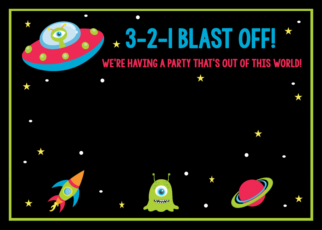 Space themed birthday invitations (Free Printable)