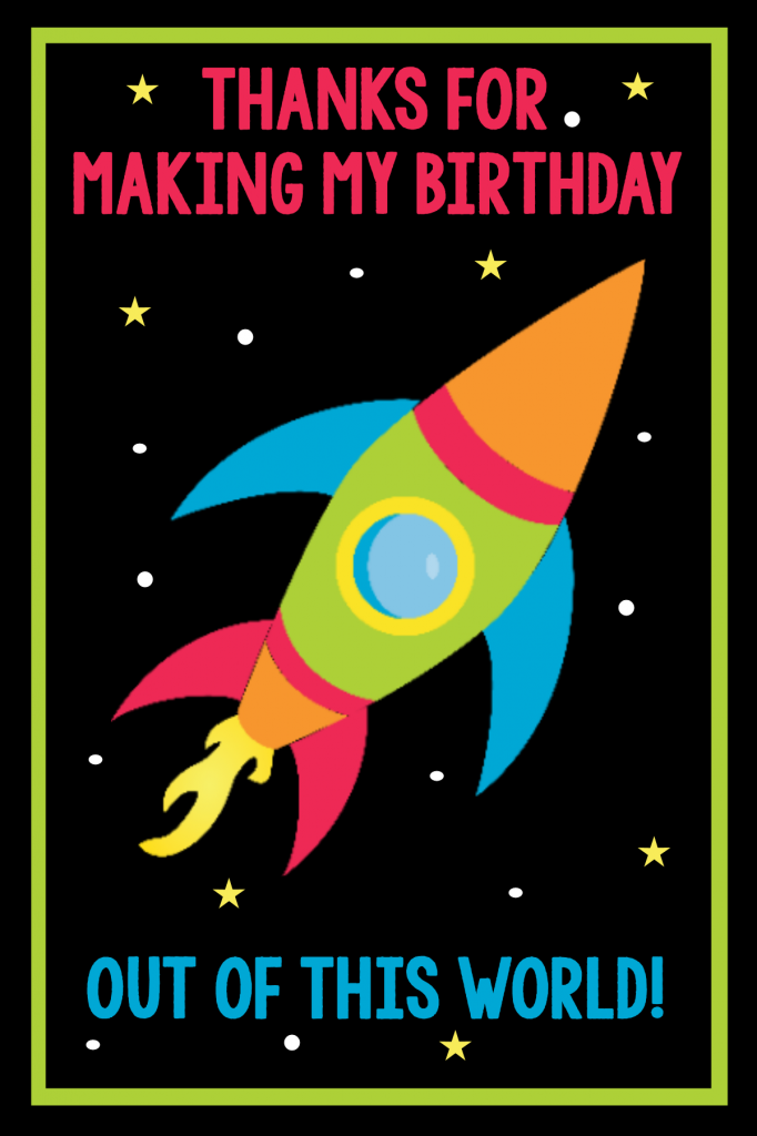 Space Birthday Thank You Cards