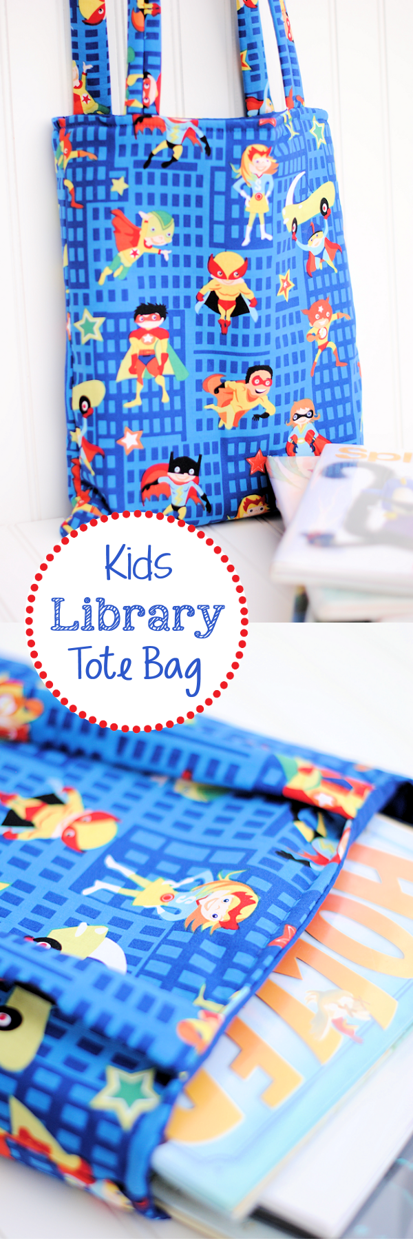 Easy Kids Library Bag Tutorial-Perfec to carrying books!