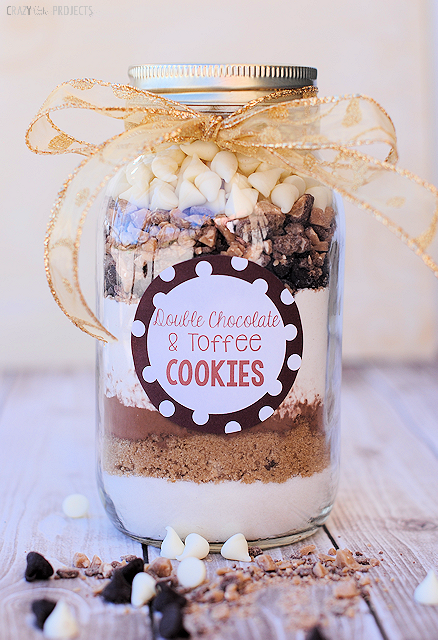 Double Chocolate Toffee Cookies in a Jar