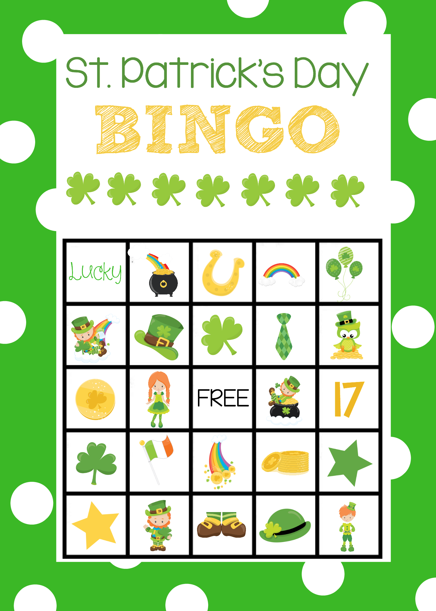 St. Patrick's Bingo Cards Crazy Little Projects