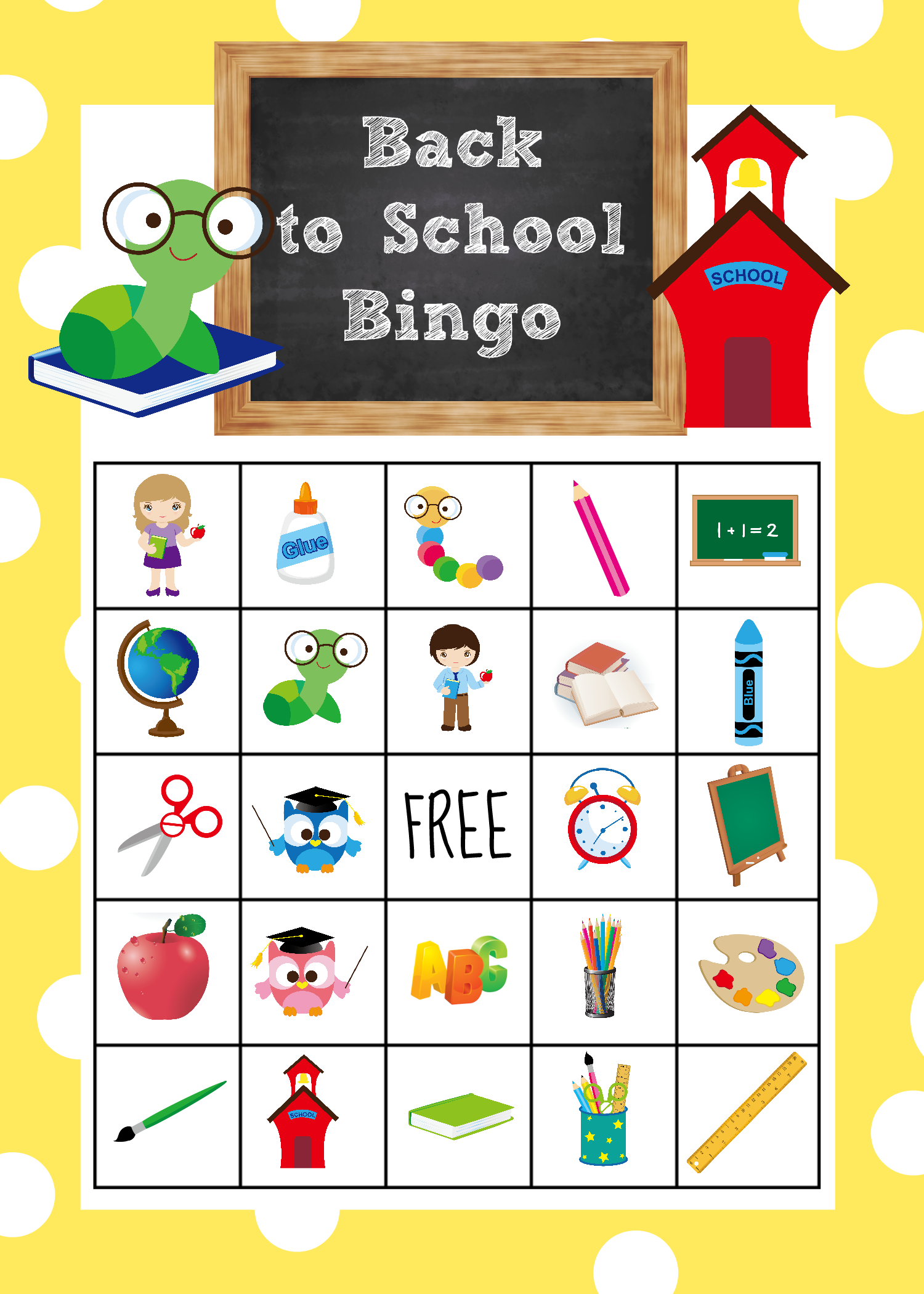 Free Printable School Bingo Cards