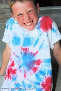 Red white and blue tie dye shirt