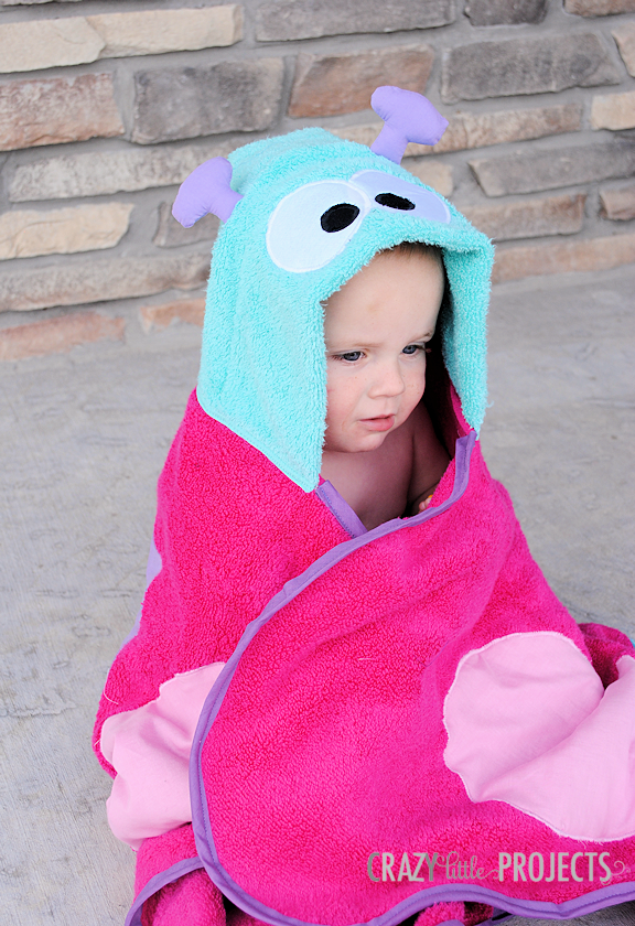 Butterfly Hooded Towel Tutorial by Crazy Little Projects