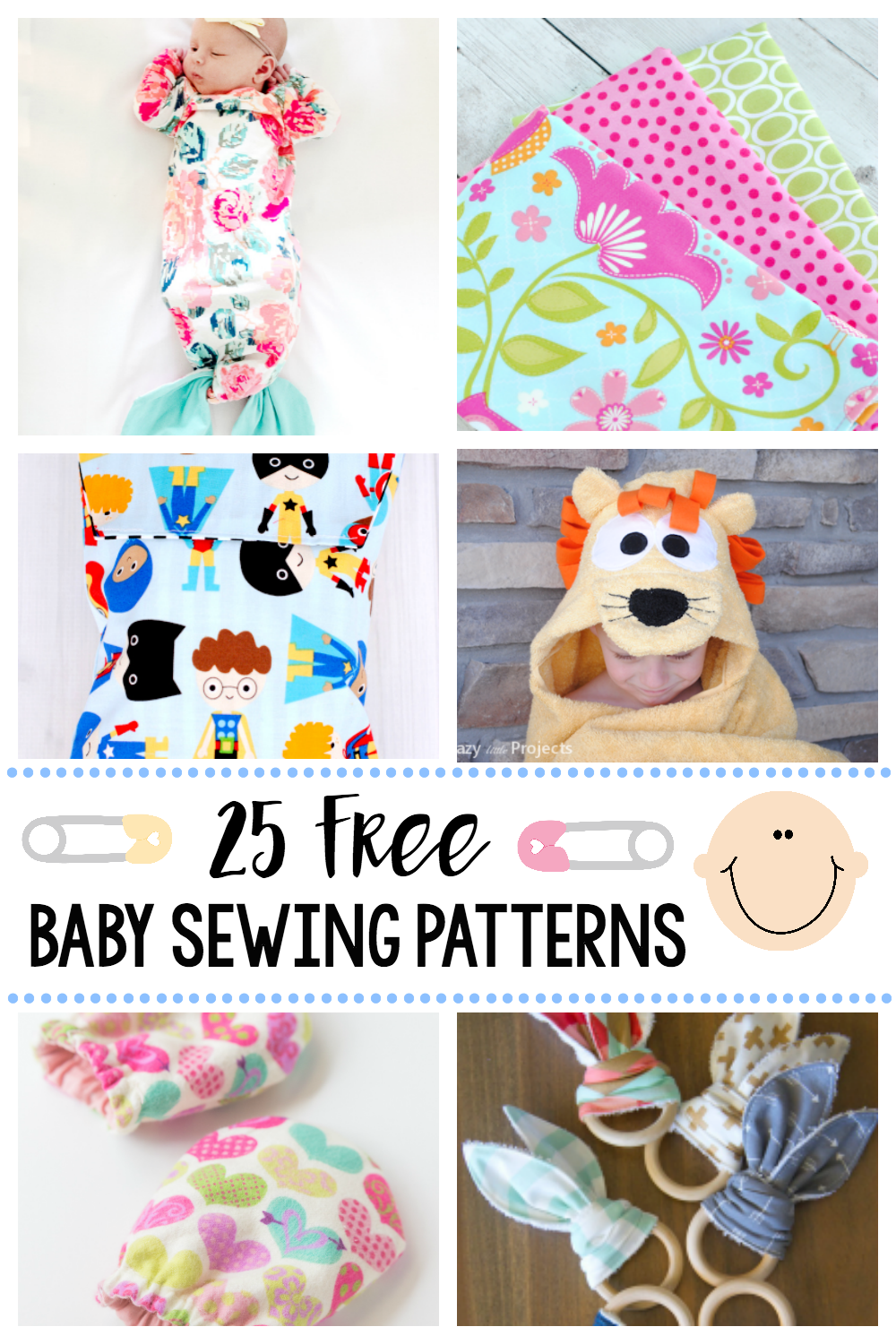 25 Free Baby Sewing Patterns-Great things to sew for baby with these cute patterns. Everything from clothes to burp cloths, great baby gifts and things the new mom will need. #sewing #sewingpatterns #sewingtutorials #freesewingpatterns #baby #thingsforbaby