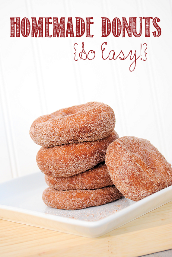 Easy Donut Recipe-These homemade donuts are SO easy to make! You only need 3 ingredients and taste great! #bake #dessert #dessertrecipes #donuts #yum