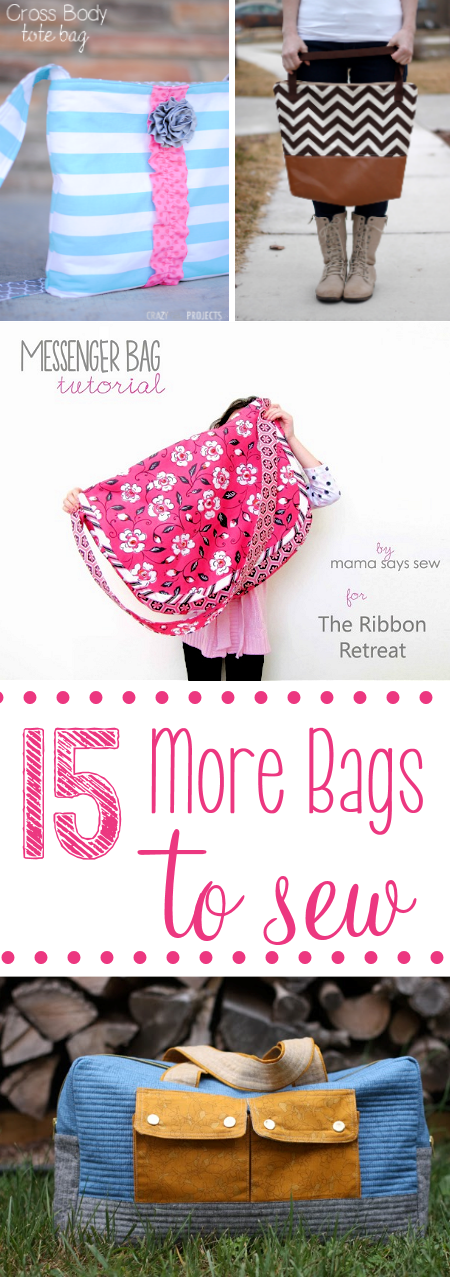 15 Bag Sewing Patterns to Try-You're going to love these free bag patterns. They are easy and cute and fun to sew! #bagpatterns
