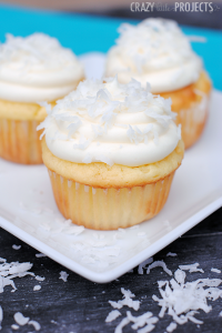 Coconut Cupcakes with Cream Cheese Frosting-So soft and moist and amazing! 