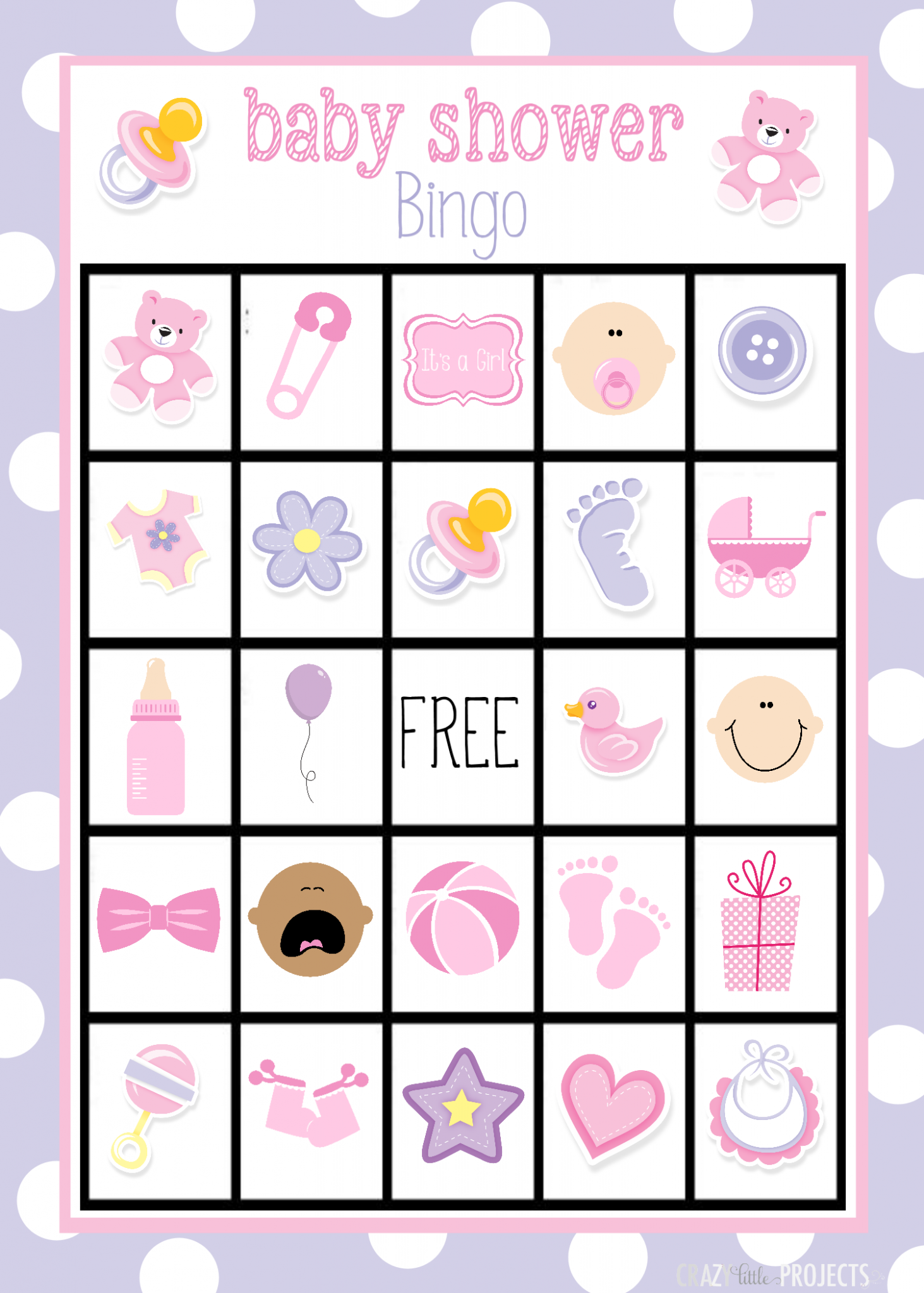 Printable Baby Shower Bingo Cards - Crazy Little Projects