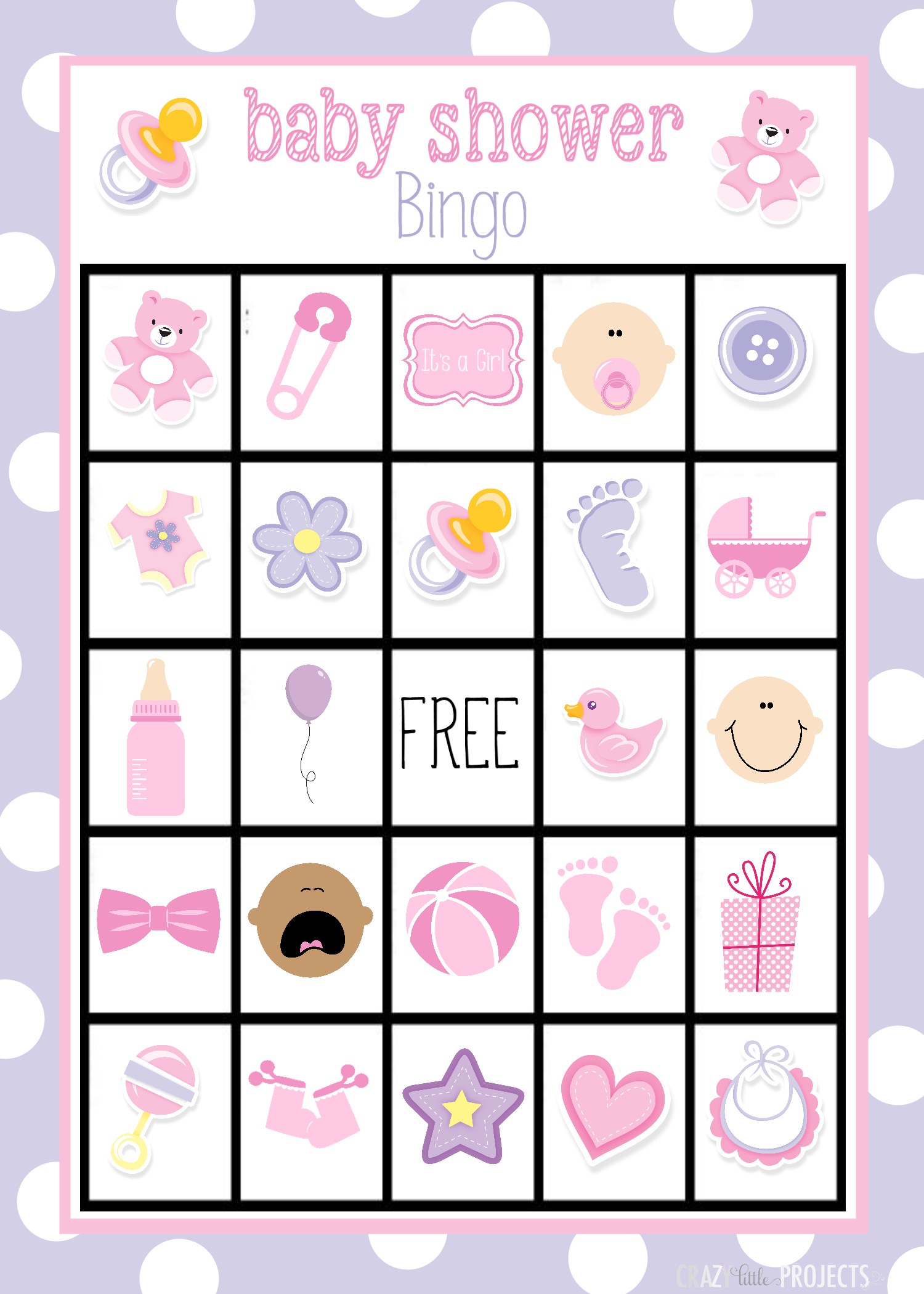 Printable Baby Shower Bingo Cards Crazy Little Projects