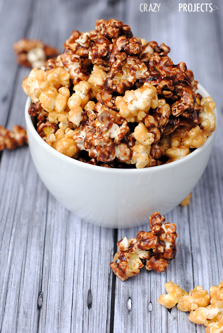 This chocolate peanut butter popcorn is amazing! I couldn't stop eating it