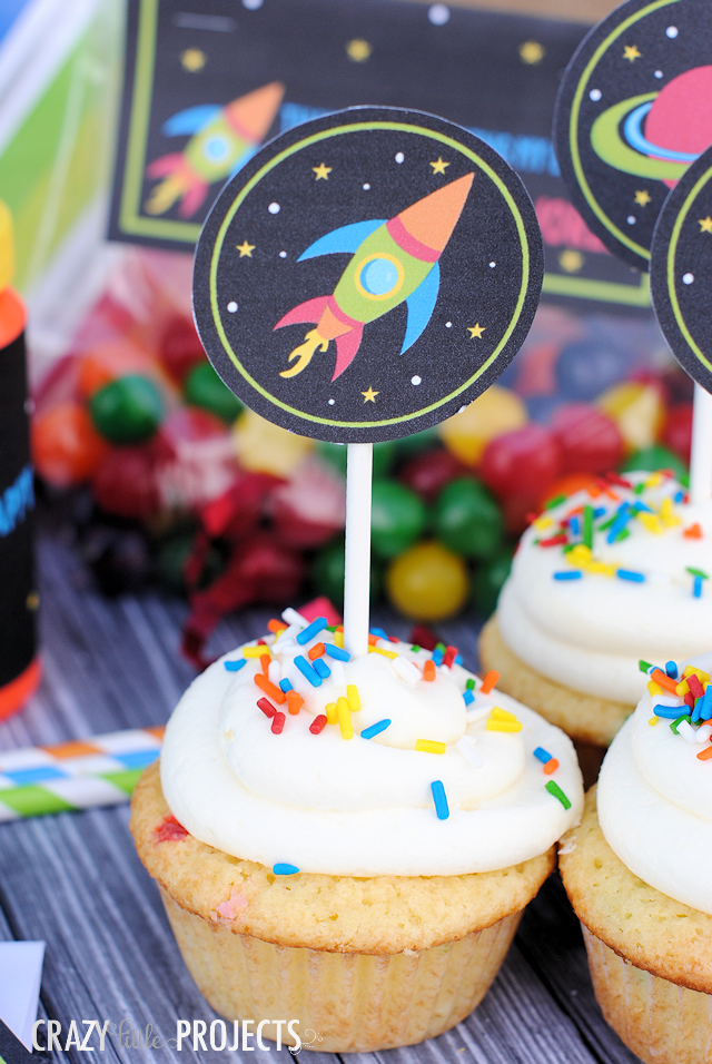 Space Birthday Party Cupcake Toppers