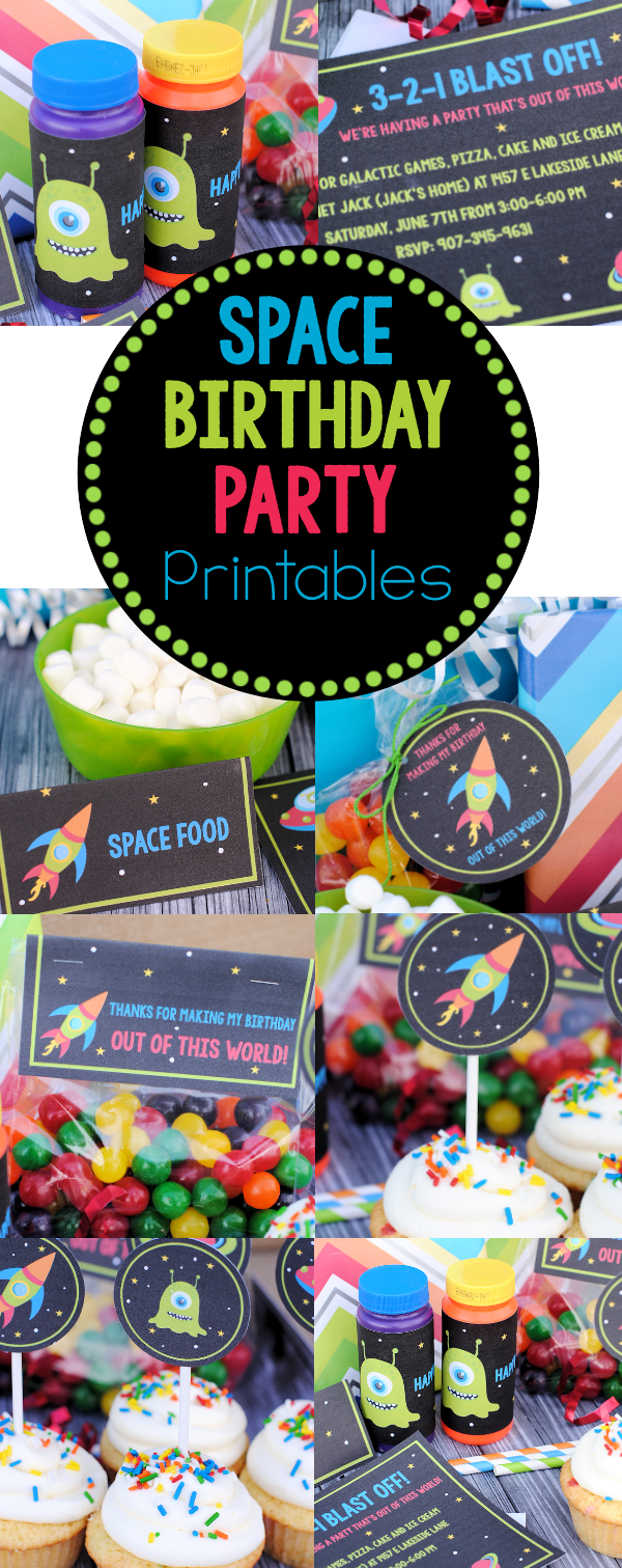Space Birthday Party Printables: Invitations, Cupcake Toppers, Thank Yous, Signs and more