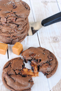 Chocolate Salted Caramel Cookies-Soft and Chewy with a Caramel stuffed inside!