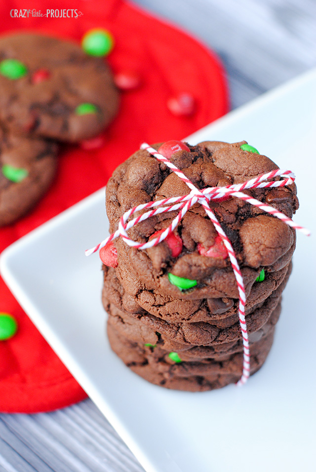 Chocolate Mint M&M Christmas Cookies