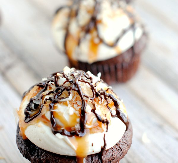 Chocolate Coconut Caramel Cupcakes