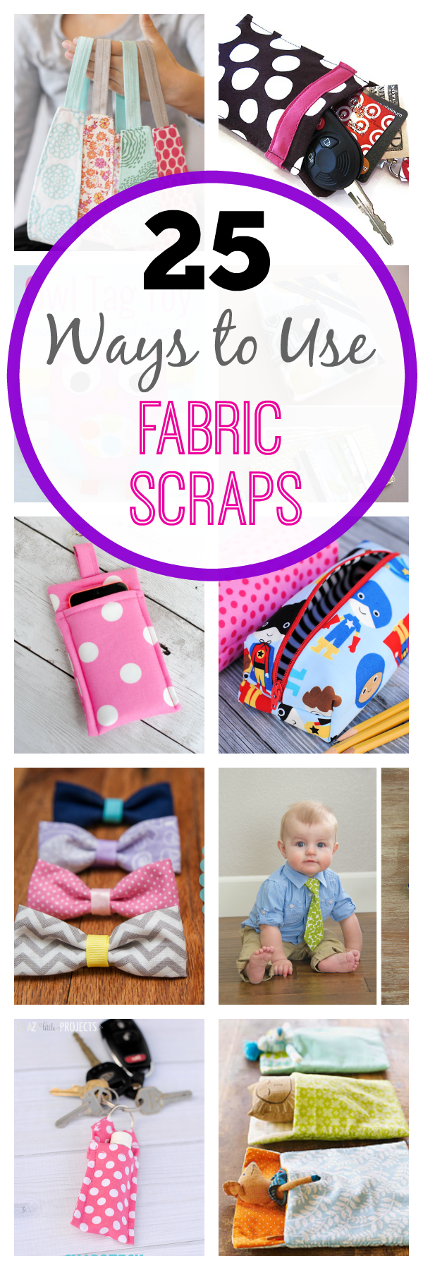 25 Ways to Use Your Fabric Scraps-These cute little scrap fabric projects are easy sewing patterns for beginners and more. It's fun to sew something quick and easy like this! #sewing #sewingpatterns #sewingpatternsfree