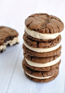 Soft, Chewy, Peanut Butter and Chocolate Sandwich Cookies