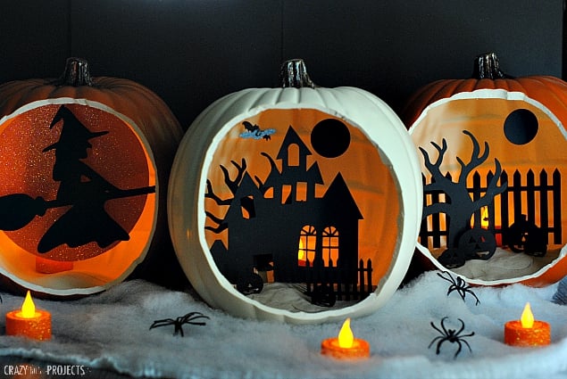 Easy DIY Halloween Decorations-Shadow Box Pumpkins