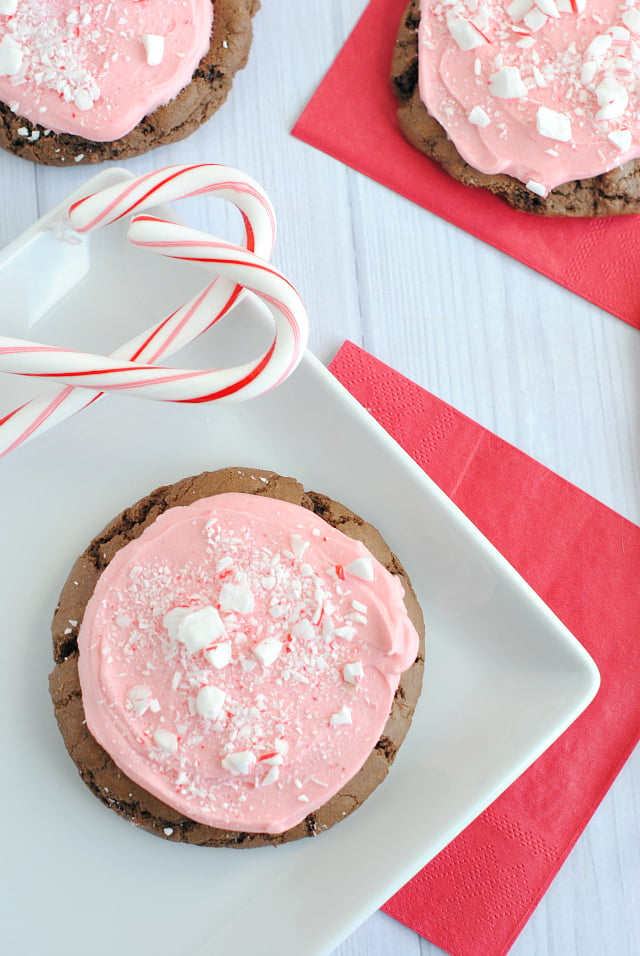 Chocolate Peppermint Cookies for Christmas-This fun Candy Cane Cookies Recipe tastes amazing and looks so festive for the holidays! #christmas #christmascookies #candycane #peppermint #dessert #cookies