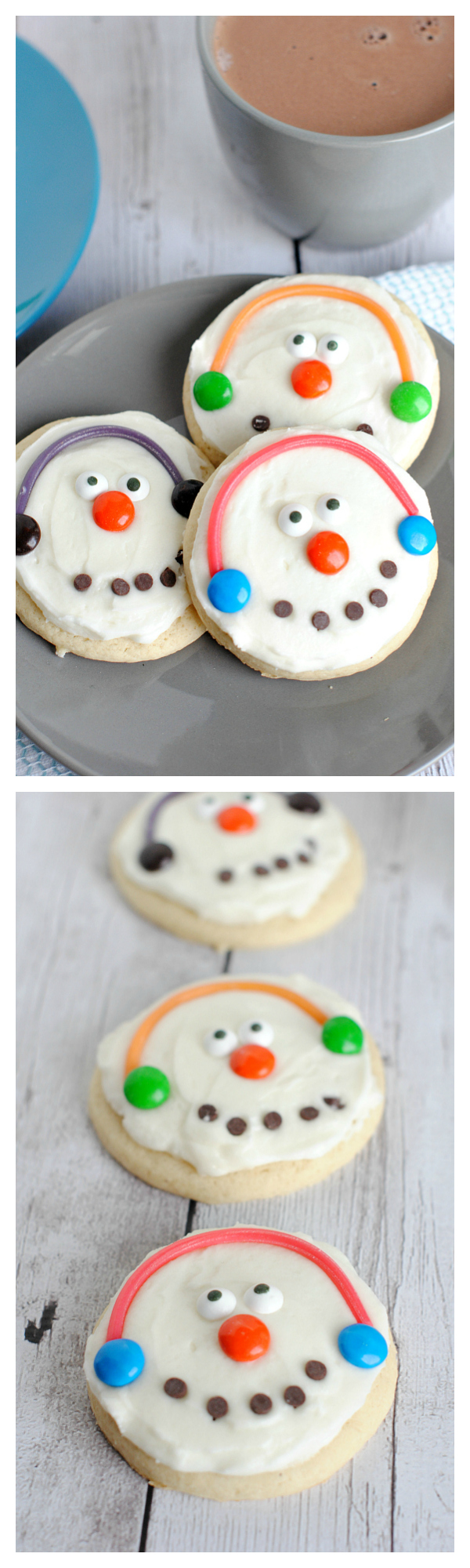 Cute and Easy Snowman Cookies to make for Christmas or the winter months. Easy enough for the kids to help! #snowman #cookies #christmascookies