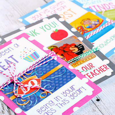 Printable Teacher Gift Card Holders