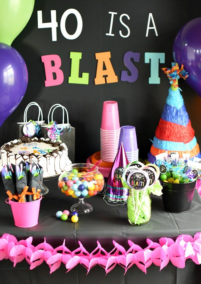 40th Birthday Party Ideas-40 is a Blast! - Crazy Little Projects