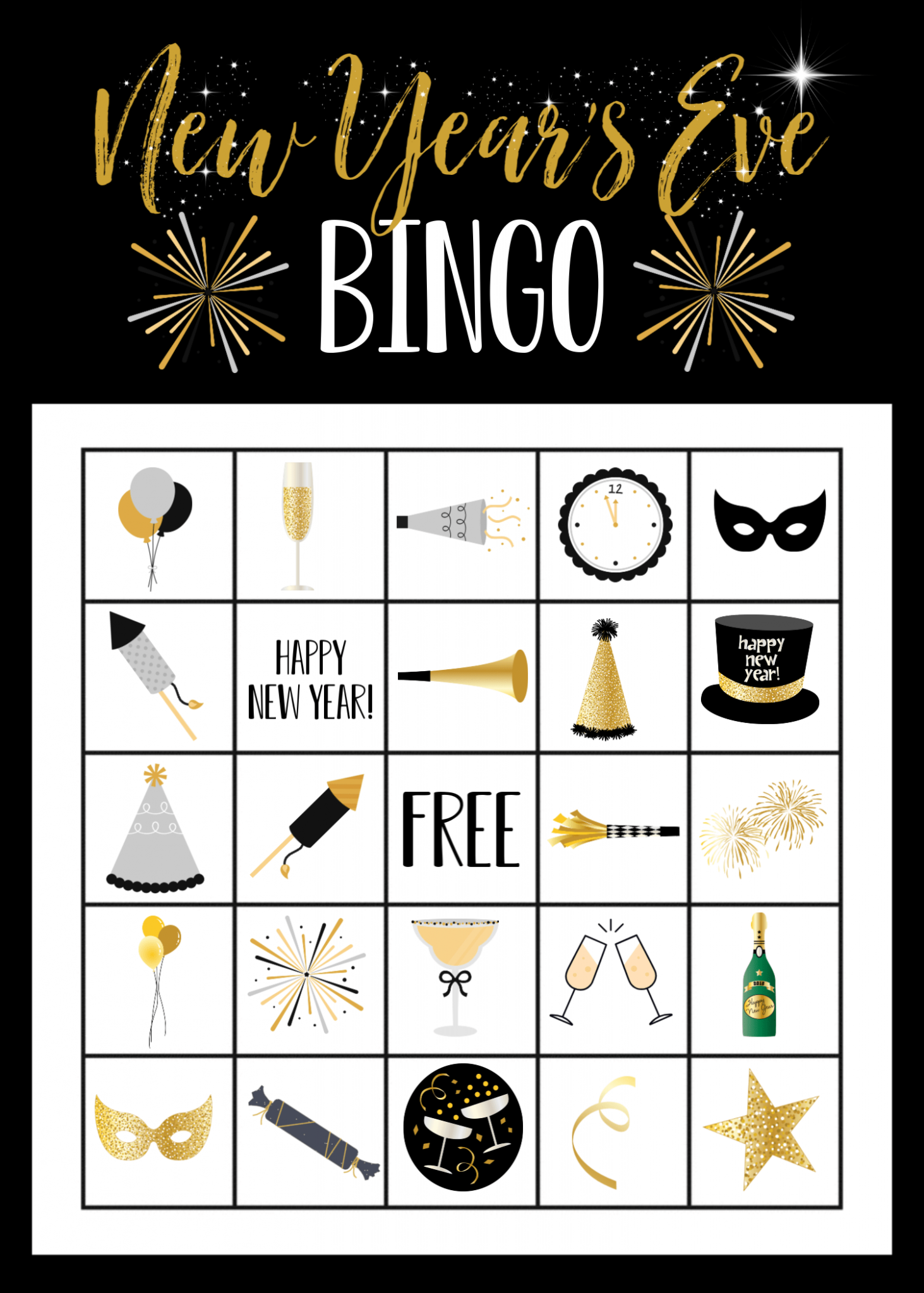 New Year's Eve Bingo Game Crazy Little Projects