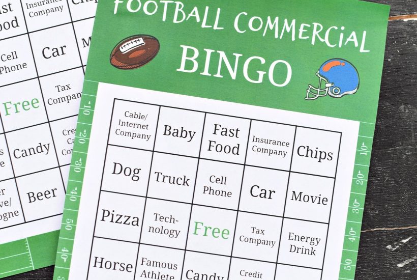 Superbowl Commercial Bingo Game