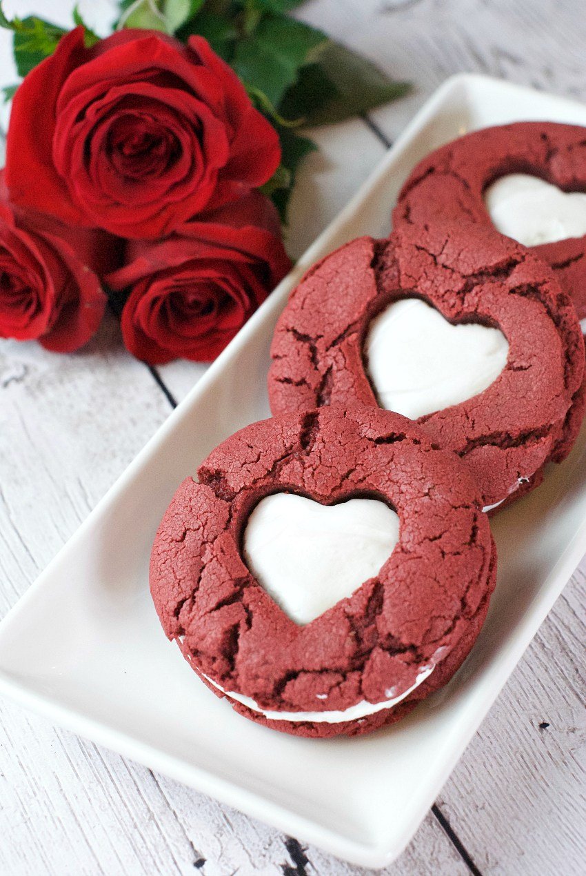 Red velvet cookies for Valentine's Day