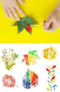 rainbow leaf painting art activity for autumn fall kids crafts