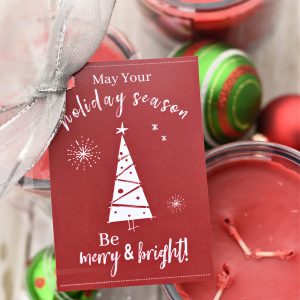 Merry & Bright Neighbor Gift Idea: Add this tag to a candle and you're all set!