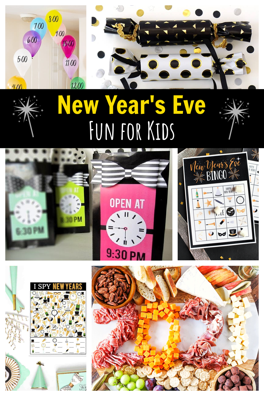 20 Fun Ideas for New Year's Eve with Kids: Games, activities, and printables to make a fun New Year's Eve party for the whole family